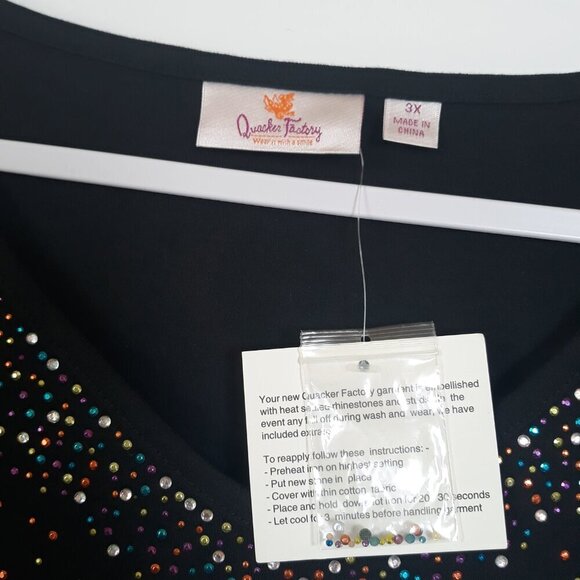 NWT Quacker Factory Embellished Cotton T-Shirt Top 3X Work Office Casual - Picture 5 of 7